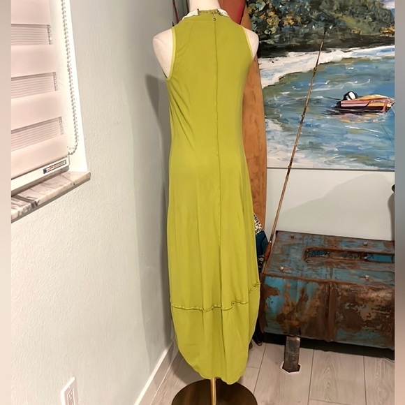 MO Fashion,Gorgeous Lime Green Lagenlook Shark-Bite Hem, Dress,EUC,Size Small - Picture 4 of 10